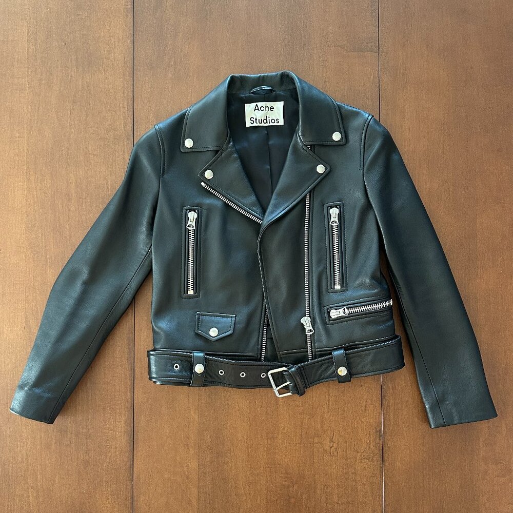 NEW Acne Studios Black Moto Biker Leather Jacket (Size 34 / US 2)